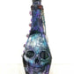 Altered Glass Bottle, Decoupage Skull Art Bottle for Re-Use