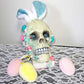 Resin Encased Easter Bunny Skull with Jelly Beans, Pearls & Glitter on a Marble Base