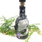 Altered Glass Bottle, Decanter, with a Crow, Chain with Keys, Purple Gems, Re-Usable