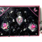 Black Goth Wall Plaque with a Skull with a Sword, Glass and Pink Butterflies