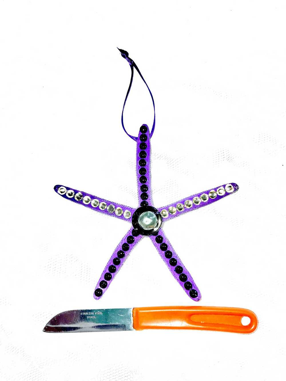 Starfish, Purple with Rhinestones and Gemstones, Seaside Ornaments, Beach Themed Decor