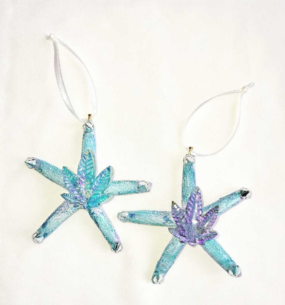 Starfish with Natures Leaves, Hanging Ornament, Punk Art, Skull Art, Great Gift