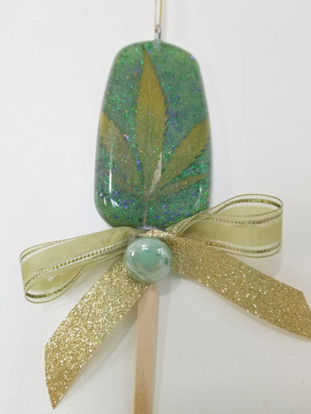 Window Hanger, Wall Hanger or Christmas Tree Ornament, Bright Vibrant Green Rein Popsicl