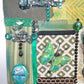 Decorative Collage of Green Fabrics, Recycled Jewelry, Flowers & Mini Picture Frame, Wall Art, Wall Hanging