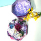 Tin Box Repurposed into a Jewelry Box, Two Butterflies and Deep Purple Rose on Lace