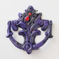 Antique Heavy Metal Door Knocker Painted Deep Purple with Red Studded Gemstone Spider