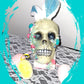 Resin Encased Easter Bunny Skull with Jelly Beans, Pearls & Glitter on a Marble Base