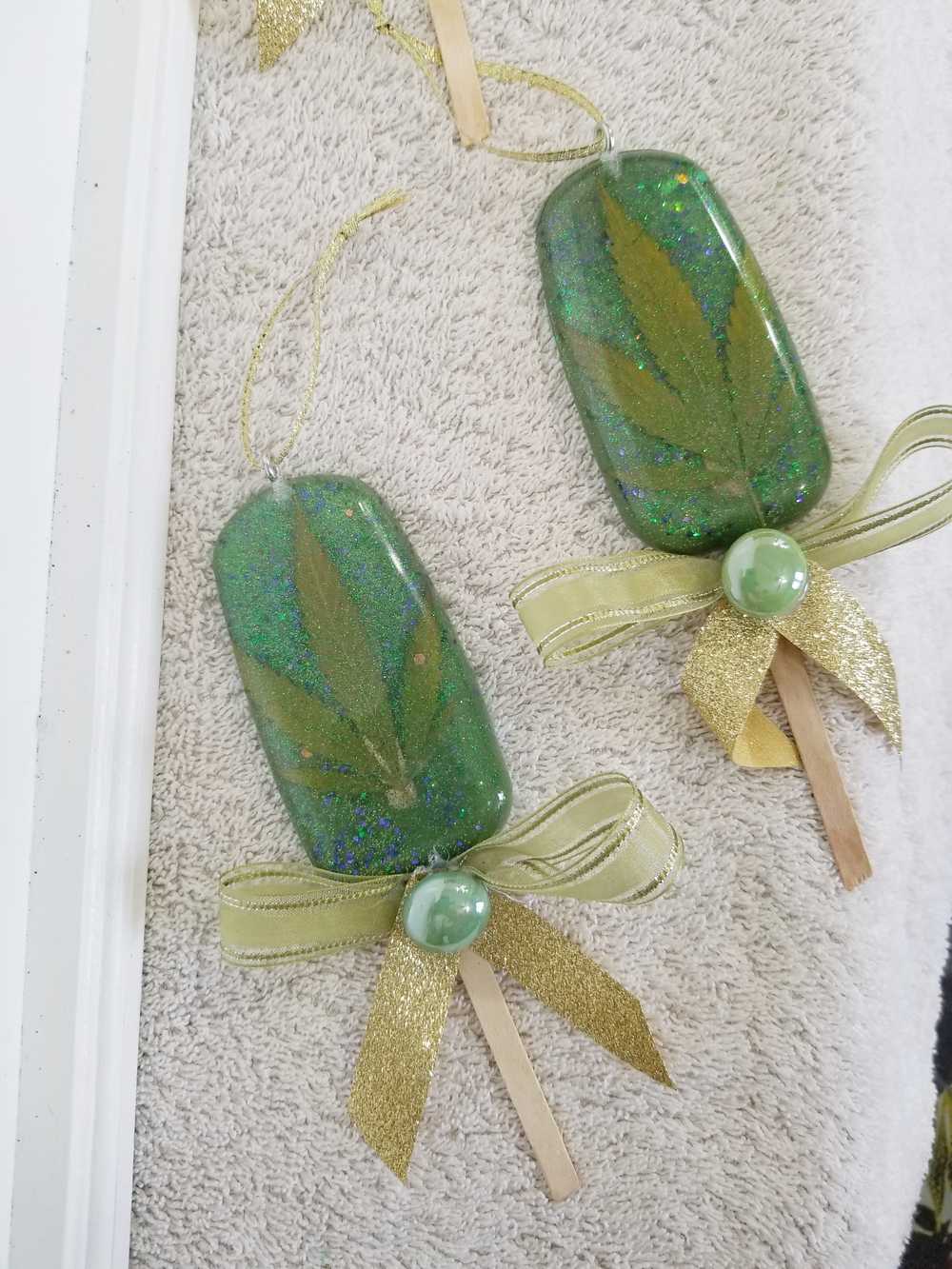 Window Hanger, Wall Hanger or Christmas Tree Ornament, Bright Vibrant Green Rein Popsicl