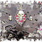 Black Goth Wall Plaque with a Skull with a Sword, Glass and Pink Butterflies