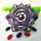 Rose Petal Glass Painted Purple Candle Holder for Battery Operated Candles with Cross & Bone Charms