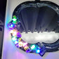 Black Hand Painted Unique Shaped Wall Mirror with Handmade Mushroom Colored Lights, 3 Settings