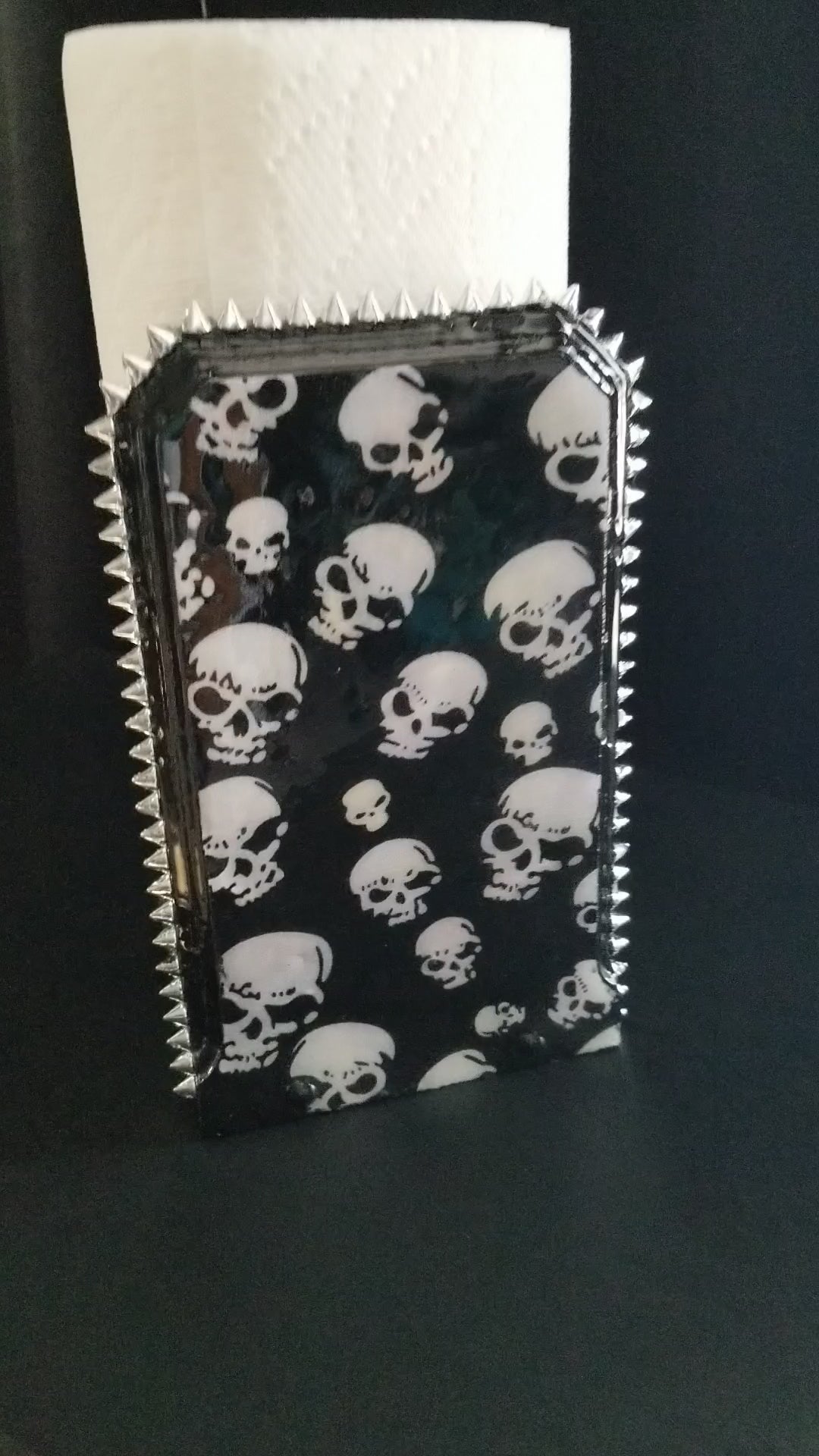 Black Skull Paper Towel or Toilet Tissue Dispenser for Your Kitchen or Bathroom