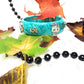 Light Teal Blue Bangle, Bracelet with Skulls and Love Charms