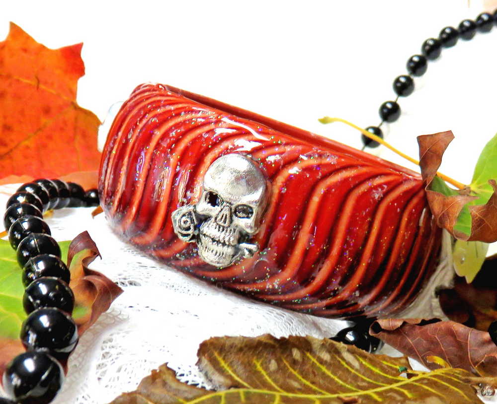 Skull Bangle, Rusty Brown Bracelet