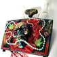 Double Wooden Wine Box, Carrier, Holds 2-750ml Bottles, With Skull and Red Lace
