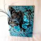 3D Canvas Art with Sexy Teal Blue Mask and Teal Blue Roses, 30 x 40 x 15 cm