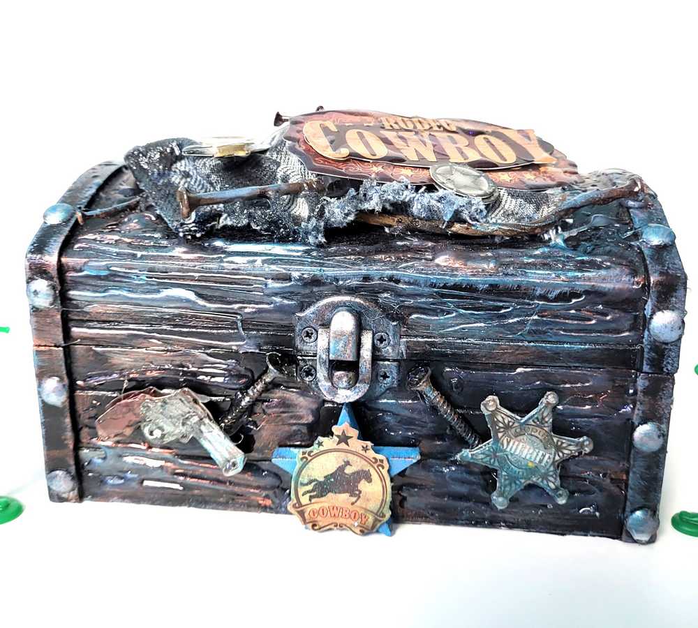 Cowboy Jewelry Box, Trunk, Stash Box, Treasure Trunk