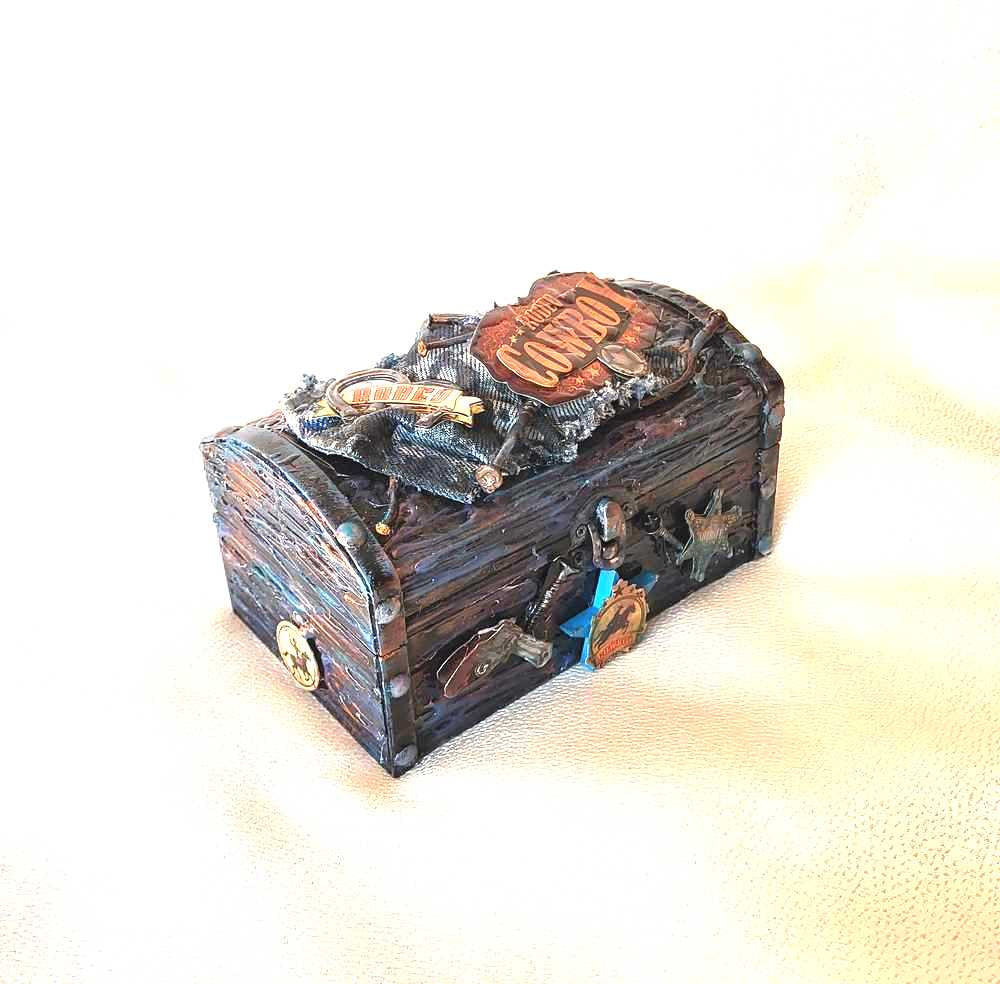 Cowboy Jewelry Box, Trunk, Stash Box, Treasure Trunk