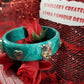 Light Teal Blue Bangle, Bracelet with Skulls and Love Charms