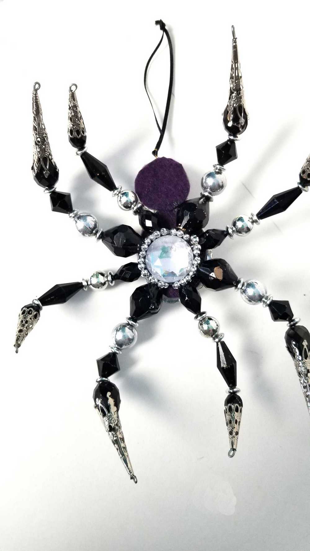 Large Beaded Spider with Glass Body and Skull Charm