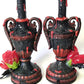 Blood (Fake) Splattered Skull Lamps with Red Roses