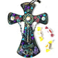 Wooden Cross with Chains, Buttons, Rhinestones, Gears and Skulls