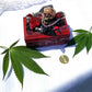 Small Red and Black Jewelry Box with a Skull and a Red Rose