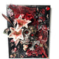 3D Skull and White Lilies, 45 x 36 x 18 cm on Black and Red Canvas