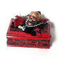 Small Red and Black Jewelry Box with a Skull and a Red Rose
