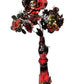 Glass Cat Vase, Red and Black Flowers with Skull and Snake