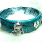 Dark Teal Bangle with Skulls and Hearts