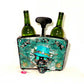 Double Wooden Wine Box, Carrier, Holds 2-750ml Bottles, Has a Skull Wearing a Cowboy Hat