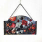 Devil Cat and Cross Resin Wall Hanger in Rich Burgundy, Black and Red