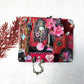 Unique, Red Velvet Skull with Pink Flowers and Picture Frame, Wall Plaque