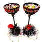 Tall Glass Candy Dishes with Red Roses and Babies Breath