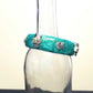 Light Teal Blue Bangle, Bracelet with Skulls and Love Charms