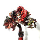 Glass Cat Vase, Red and Black Flowers with Skull and Snake