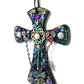 Wooden Cross with Chains, Buttons, Rhinestones, Gears and Skulls