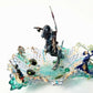 Mutant Troll Warrior Riding a T Rex in a Glass Vintage Dish, Collector Piece 