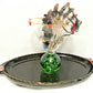 Altered Glass Candy Dish with Skull Hand in Resin