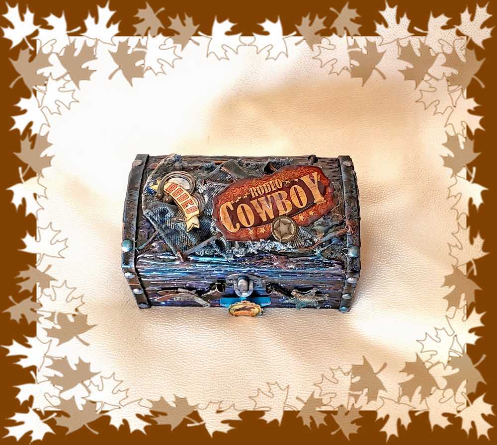 Cowboy Themed Jewelry Box, Trunk, Stash Box, Treasure Trunk