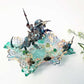 Mutant Troll Warrior Riding a T Rex in a Glass Vintage Dish, Collector Piece 