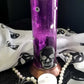 18 cm Tall Purple Glass Flower Vase with Skulls