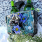 Double Wooden Wine Box, Carrier, Holds 2-750ml Bottles, Skull With Purple Flowers
