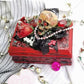 Small Red and Black Jewelry Box with a Skull and a Red Rose