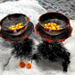 Altered Black Glass Candy Dish or Candle Holder with Fake Blood