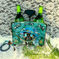 Double Wooden Wine Box, Carrier, Holds 2-750ml Bottles, Has a Skull Wearing a Cowboy Hat