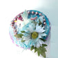 Recycled Round Jewelry Box with a Flying Pink Unicorn and a Daisy