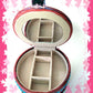 Travel Pink Skull Jewelry Box with a Daisy and Pot Leaves