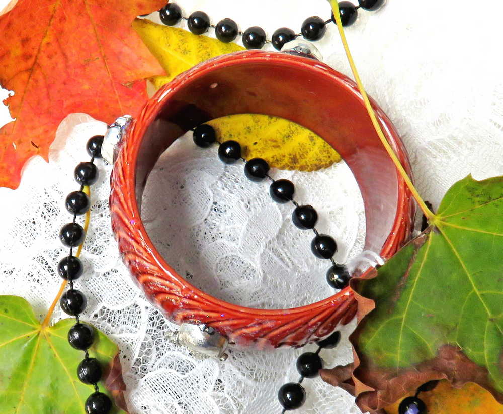 Skull Bangle, Rusty Brown Bracelet